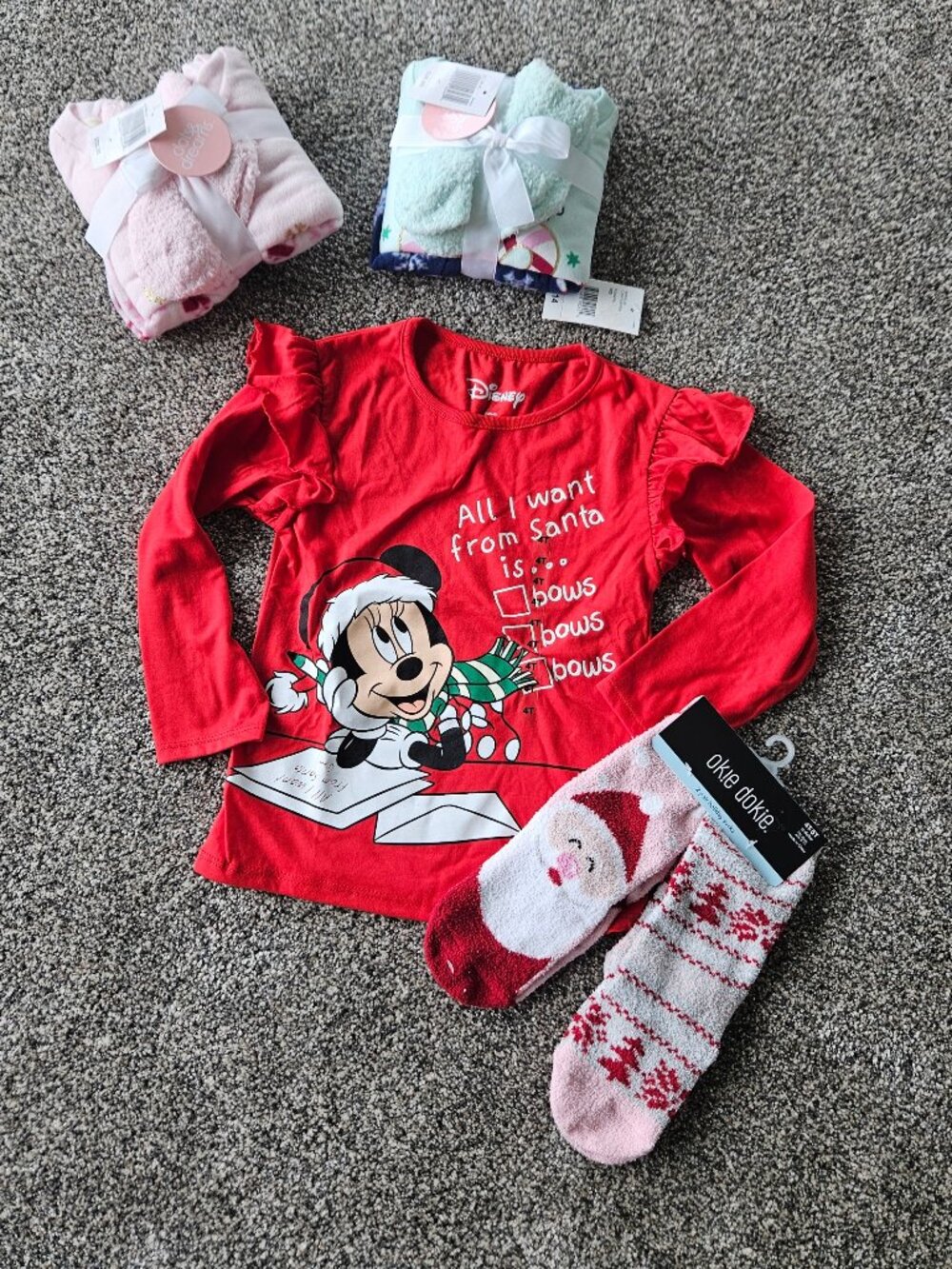 Little Girls 4T Pajama sets and Holiday Micky Top and Socks NWT